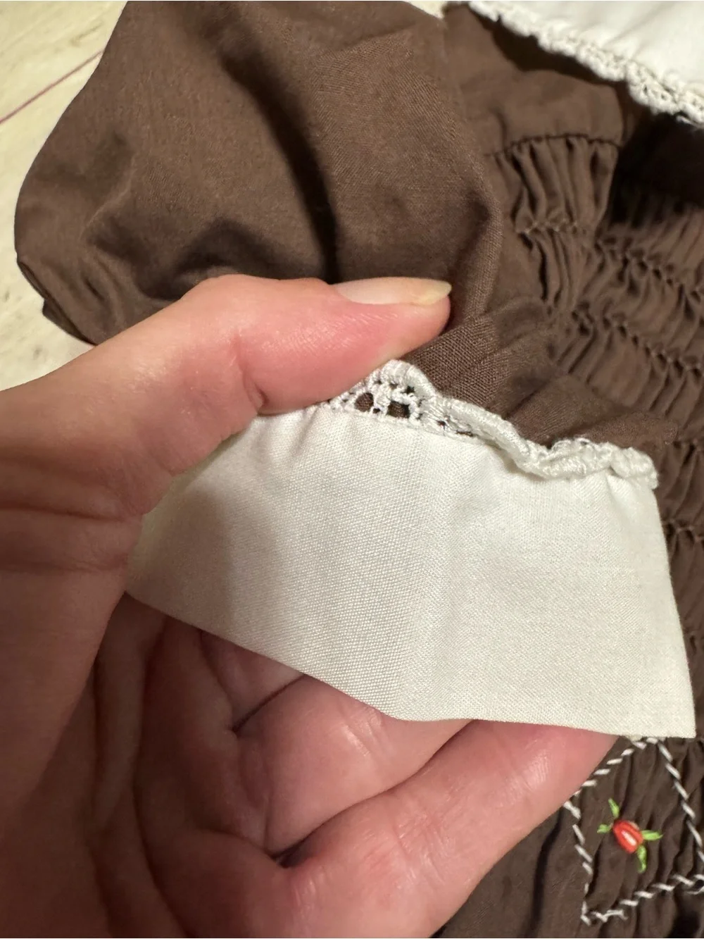 Vintage brown smocked